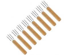 com-four® 8x Pellkartoffel-Gabel mit 3 Edelstahl-Zinken, rostfrei, wiederverwendbar als Maisspieß, Schälhilfe (08 Stück - Kartoffel)