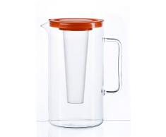Bohemia Cristal 093 006 059 SIMAX Krug ca. 2,5 ltr. aus hitzebeständigem Borosilikatglas mit Eiswürfeleinsatz aus Kunststoff und Kunststoffdeckel orange