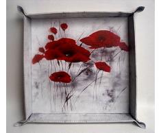 Quadratisch, Kunstleder Faltbar Tablett in ein stilvolles Design Mohn
