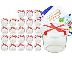 24er Set Sturzglas 230 ml To 82 weißer Deckel mit Schleifendekor incl. Diamant Gelierzauber Rezeptheft