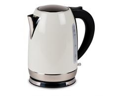 #0618 Kompakter, kabelloser Camping Wasserkocher 1,7 Liter in Creme nur 1000W • Edelstahl Tee Kessel Wasserkessel Küche Outdoor 1,7L Creme