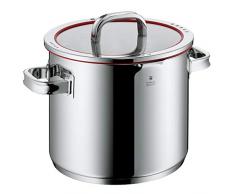 WMF Function 4 Gemüsetopf 24cm, Glasdeckel, Topf groß 8,8l, Cromargan Edelstahl poliert, 4 Abgießfunktionen, Innenskalierung, Topf Induktion, rot