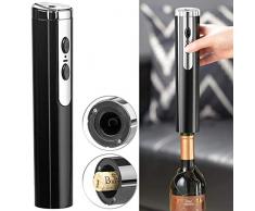 Rosenstein & Söhne Weinflaschenöffner: Elektrischer Korkenzieher zum Öffnen von Weinflaschen, Akku, schwarz (Zapfenzieher)