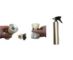 Öl Sprüher Flasche, 500ML Olivenöl, Essig, Saft Sprühflasche zum Grillen im Freien Kochen Salate Glas öl Spray Sprüher + Pfeffer/Salzmühle