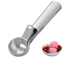 MKNZOME Eisportionierer, Edelstahl-Eislöffel mit Trigger Antihaft-Keksteigschaufel Melonenballer, spülmaschinenfest