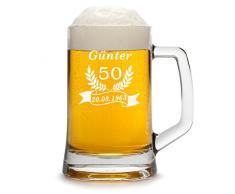polar-effekt Bierkrug Personalisiert mit Gravur eines Namens, Jahreszahl und Geburtsdatum - Bierseidel Geschenk zum Geburtstag - Motiv Jubiläum 0,3l