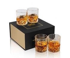 KANARS 4er Set Whisky Gläser, Bleifrei Kristallgläser, Whiskey Glas, 300ml, Schöne Geschenk Box, Hochwertig