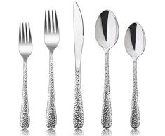 HaWare Besteck Set, 60-teiliges Edelstahl Besteckset für 12 Personen mit Messer Gabel Löffel, Modernes Hammergriff Essbesteck für Haus/Party/Hotel/Restaurant, Hochglanzpoliert＆ Spülmaschinenfest