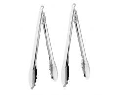 Coideal Edelstahl Grillzangen Grillzange aus Edelstahl Mehrzweckzange (2er Pack) - Profi-Küchenzangen Large Thickened Stainless Steel Tongs für Grillen & Barbecue (Silber, 12 Zoll)