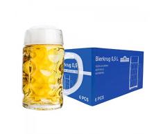 Van Well 6er Set Maßkrug 0,5L geeicht | Halber Liter Bierkrug mit Henkel | Bierglas spülmaschinenfest perfekt geeignet für Gastronomie