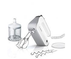 Bosch MFQ4850 Handrührer-Set Premium Styline, 575 W, 5 Stufen, Spiralkabel, Universalzerkleinerer, weiß/silber