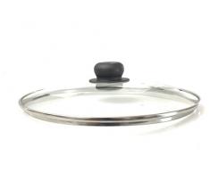 Kerafactum Pfannendeckel Topfdeckel Glasdeckel Universal Deckel für Topf und Pfanne gehärtetes Qualitätsglas Kochdeckel mit Dampfregler Glassdeckel Edelstahlrand Töpfe & Pfannen Griff Black 16 cm