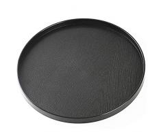 LEZED Runde Holz Serviertablett Servier Tablett kleines Gläsertablett Dekoteller Dekotablett Dekoplatte Tablett für Café, Bar, Restaurant 27 x 2 cm (Schwarz)