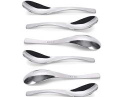 QUCHER 6 stück 18/8 Premium Suppenlöffel, Suppenlöffel ausEdelstahl, Geeignet für Salate, Curry, Sahnedesserts und warme Gerichte, 17 cm