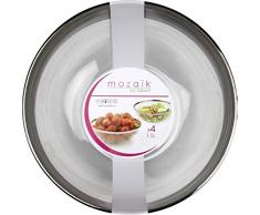 Salatschüssel, High-Class aus Plastik, Einweg - transparent/silber, Ø 20cm, 4 Stk.