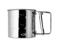 KADAX Mehlsieb, Handsieb aus Edelstahl, für Mehl und Puderzucker, Einhand Bestäubung und Bestreung, zum feinem Bemehlen, sichere, einfache Bedienung, 250g, Silber