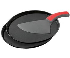 Zenker Pizzaset 3-teilig, Pizzableche & Schneidheber, Pizzablech rund (Ø 29 cm) antihaft, inkl. Pizzaschneider und Heber in einem, für Pizza & Flammkuchen