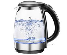 Wasserkocher Glass, NOVETE Electric Kettle 1,7 Liter für Tee und Wasser mit LED-Anzeige, automatische Abschaltung und überhitzungsschutz, 2200W, 100% Edelstahl Innendeckel & Boden