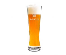 AMAVEL Weizenbierglas mit Gravur, Krone, Personalisiert mit Namen, 0,5l Bierglas, individuelles Weizenglas