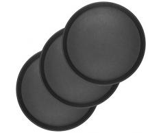 3 x WELLGRO® Gastro Tablett - Ø 35 cm rund, schwarz - antirutsch Kellnertablett Set - Serviertablett - Gastrotablett - Gläsertablett