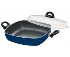 Warimex 8511 Very Titan Colourline Aluminium Eckpfanne in blau, Größe 28 x 28 cm, mit Glasdeckel und hochwertiger Honigwaben Antihaftbeschichtung