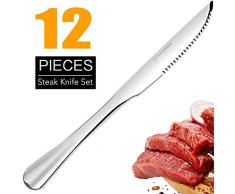 Elegant Life Steakmesser, 12 Stück Steakbesteck Tomatonmesser, Besteck Steak Messer Küchenmesser Glatt Geschliffene Klingen aus rostfreiem Japan-Edelstahl für Heim und Restaurant