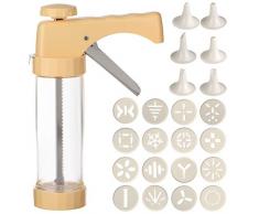 Feeke Gebäckpresse Plätzchenpresse und Garnierspritze Gebäckspritze Backzubehör für Kräcker mit 16 Schablonen und 6 Tüllen