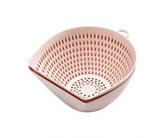 Kakymjxnj Küche Wäschekorb Kunststoff Obstschale Container 3 Farben Kleiner hängender doppellagiger Abtropfkorb Waschbecken rose