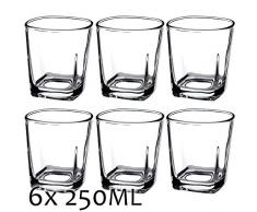 KADAX Trinkgläser, 6er Set, Saftgläser, robuste Wassergläser, Universalgläser aus hochwertigem Glas, Gläser für Wasser, Drink, Haus, Party, Garten, Cocktailgläser (Romi, 250 ml)