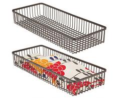 mDesign 2er-Set universeller Schubladenkasten aus Metall – Aufbewahrungskorb für Schubladen ordnet Küchenbedarf und Utensilien – Schubladen Organizer für Küche und Haushalt – bronzefarben