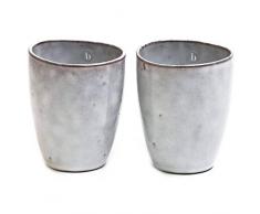 Broste Copenhagen Nordic Sand 2er Set Tasse ohne Henkel 250 ml sandfarben/grau/beige Becher Cafetasse Cafebecher Trinkbecher skandinavisches Geschirr Mug Lattebecher Lattetasse Kaffeetasse