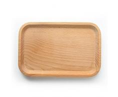 fervory Massive Buche Bambus Tabletts Aus Holz Servierplatten Aus Massivem Buchenholz Rechteckiger Essteller Westliches Essen Runde Ecken Snack Dessert Tablett Begrüßung 20 13 1,5 cm