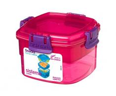 Sistema Snack Box to Go 400ml in pink, Plastik, 11.1 x 11.1 x 7.2 cm