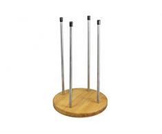 StreamBrush® Flaschenhalter Abtropfständer aus Bambusholz/Edelstahl für 0,5 L PET 1,0 PET 0,6 Liter Glas Crystal Sodastream Flaschen sowie Emil & andere Systemflaschen (4 Fach Rund)