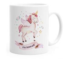 SpecialMe® Kindertasse Kunststoff Einhorn Tasse personalisierte Namenstasse für Mädchen Einhorntasse weiß Kunstoff-Tasse