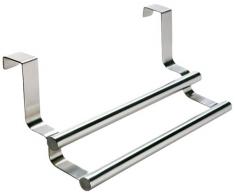 Wenko 79172100 Tür-Handtuchstange Twin, mit 2 Stangen, Handtuchhalter für Schranktüren, Edelstahl rostfrei, 23,5 x 10,5 x 8,5 cm, silber matt