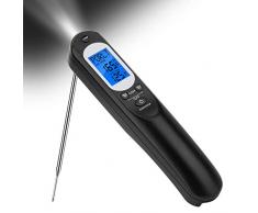 TURATA Taschenlampe Küchenthermometer Digital Wiederaufladbar Fleischthermometer Blitzschnell Instant Read Grillthermometer Bratenthermometer für BBQ Grill Ofen