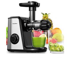 Bonsenkitchen Entsafter Slow Juicer, Gemüse und Obst Profi Entsafter mit Ruhiger Motor und Umkehrfunktion, 2 Geschwindigkeitsmodi Entsafter mit Saftkanne Reinigungsbürste (150 Watt, MJ8901)