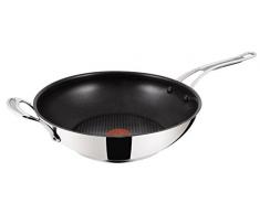 Tefal H80388 Jamie Oliver Premium Inox Induction Wave Wokpfanne (30 cm, antihaftbeschichtet) edelstahl