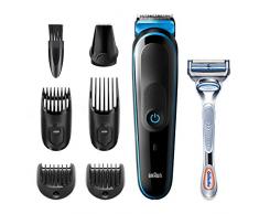 Braun 7-in-1-Trimmer MGK3242 Herren-Barttrimmer, Gesichtshaartrimmer und Haarschneider, schwarz/blau