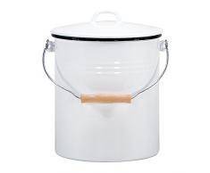 Mülleimer mit Deckel emailliert, weiß, 10 Liter