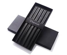 Buyer Star 5 Paar Essstäbchen Schwarz Metall wiederverwendbar Korean Stäbchen 9 Zoll Edelstahl Reusable Chopsticks 18/10