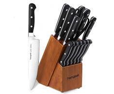 homgeek Messerblock Set, Profi Messer Set 15-teiliges, Messerset Aus deutschem 1.4116 Edelstahlmit Ergonomischer Griff, Hochwertig und Extra Scharf Kochmesser Set mit Holzblock