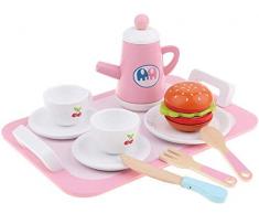 Einfach einfach XHCFH Natürliche Holz-Tee-Party-Set for Kinder Kinder Küchenparty Rollenspiele Spielzeug Kaffeeuntertasse Teekanne Humburger Set