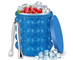 hicoosee Eiseimer Silikon Eiskübel Eiswürfel GefäßKühler Mit Deckel und Eisclip für Whiskey, Cocktail und Jedes Getränk