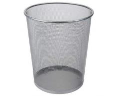 DRULINE 1 x Papierkorb Metall Mülleimer Büro (Silber) Ø 29,5 cm X 35 cm 19 Liter