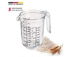 Westmark Messkanne/-becher mit mehrsprachigen Messskalen und verschiedenen Maßeinheiten, Füllvolumen: 1 Liter, Kunststoff, Gerda, Transparent, 30682270