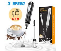 CAVN Elektrischer Milchaufschäumer mit Doppeltem Quirl, USB Aufladbar, 2 in 1 Handheld Batteriebetriebene Milchaufschäumer Handmixer Milk Frother Milchschaum Eiermixer für Kaffee,Latte,Cappuccino