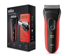 Braun Series 3 ProSkin 3030s Elektrorasierer, mit Präzisionstrimmer, wiederaufladbarer und kabelloser Rasierer Herren, rot