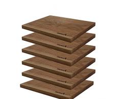 smokemax 6er Set 100% Eiche Essbrett Speisebrett Servierbrett Schneidebrett (ca. 35x25x2cm)